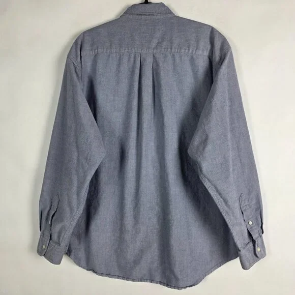 Ralph Lauren Jeans Co 100% Cotton Mens Large Long Sleeve Blue Button Shirt - Picture 2 of 5